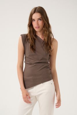 MY ESSENTIAL WARDROBE naisten toppi, SoraMW Off Shoulder Top Harmaanruskea