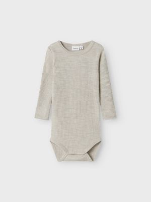 Name It lasten body, NBNWAX WOOL RIB LS BODY Harmaa
