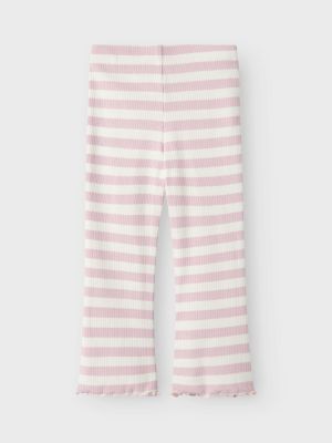 Name It lasten housut, NMFTAIA SLIM BOOTCUT PANT Raidallinen Vaaleanpunainen