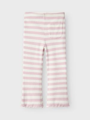 Name It lasten housut, NMFTAIA SLIM BOOTCUT PANT Raidallinen Vaaleanpunainen