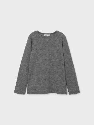 Name It Lasten Merinovilla Paita NKMWANG WOOL PLAIN LS TOP Tummanharmaa