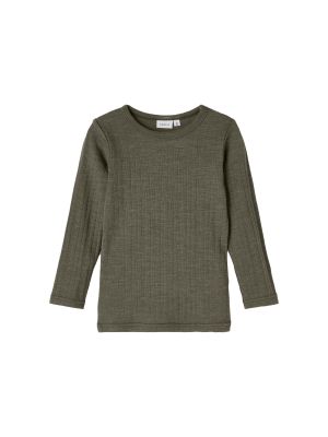 Name It Lasten Merinovillainen Paita NMMWANG WOOL NEEDLE LS TOP NOOS Tummanvihreä