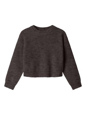 Name It lasten neule, NKFHOLLY LS BOXY SHORT KNIT NOOS Tummanruskea