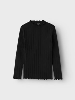 Name It lasten paita, NKFNOLINE LS SLIM TOP NOOS Musta