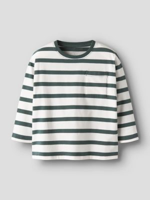 Name It lasten paita, NMMLEROY LS RLX TOP Raidallinen Vihreä