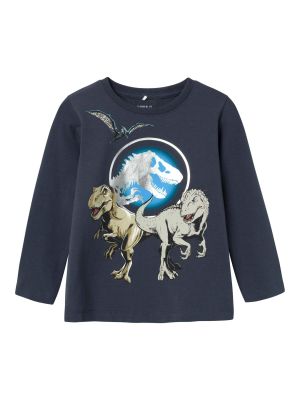 Name It lasten paita, NMMNATA JURASSIC LS TOP Tummansininen