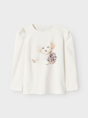 Name It lasten pitkähihainen paita, NMFNINEA LS TOP Luonnonvalkoinen