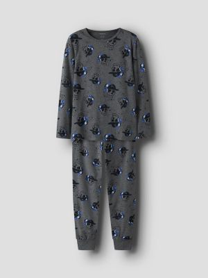 Name It lasten pyjama, NKMNIGHTSET DARK GREY SKULL Tummanharmaa