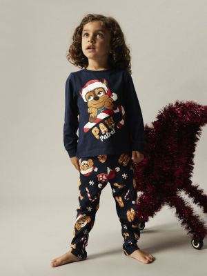 Name It lasten pyjama, NMMSLAVA PAW LS NIGHTSET Tummansininen