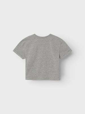 Name It lasten t-paita, NKFNOMA HAPPY SS BOXY TOP Vaaleanharmaa