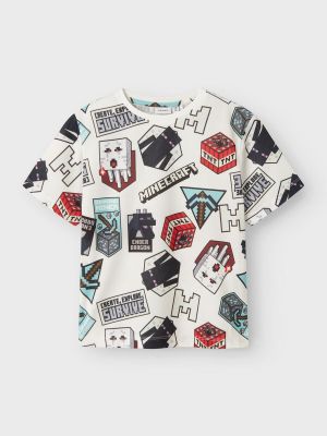 Name It lasten t-paita, NKMMAP MINECRAFT NREG SS POLY TOP Valkopohjainen Kuosi