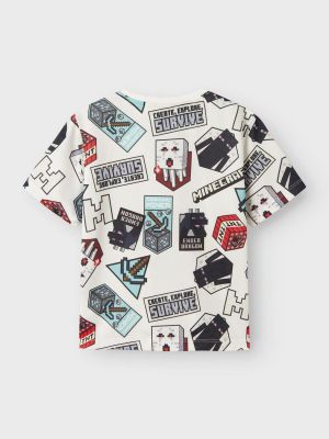 Name It lasten t-paita, NKMMAP MINECRAFT NREG SS POLY TOP Valkopohjainen Kuosi