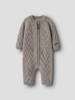 Name It lasten villahaalari, NBNWRUNI WOOL LS KNIT SUIT Beige