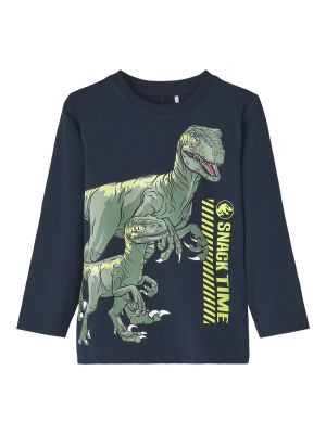 Name It t-paita, NMMJOSKO JURASSIC LS TOP Tummansininen