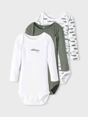 Name It Vauvan Body NBMBODY 3P LS AGAVE GREEN CROCODILE Vihreä Kuosi