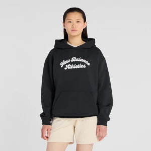 New Balance naisten huppari, Linear Heritage Fleece Long Hoodie Musta
