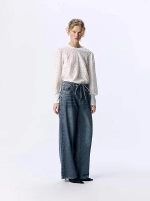 Object naisten farkut, OBJROSIE MW WIDE JEANS Medium Blue Denim