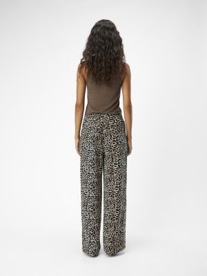 Object naisten housut, OBJALBA LISA WIDE PANT PRINT Humus