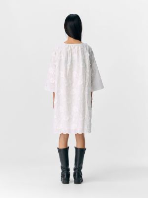 Object naisten mekko, K-OBJMINAN RE 3/4 O-NECK SHORT DRESS White