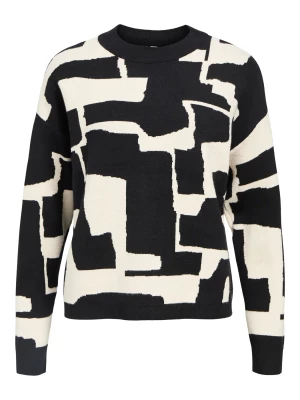 Object Naisten Neule, OBJRAY LO L/S KNIT PULLOVER AOP NOOS Black Sandshell Grap