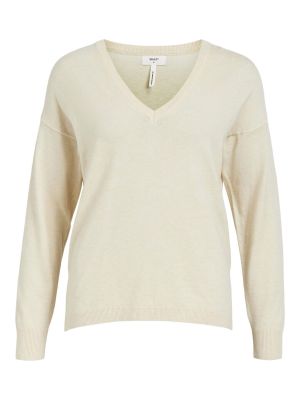 Object Naisten Neule, OBJTHESS L/S V-NECK KNIT PULLOVER NOOS Luonnonvalkoinen