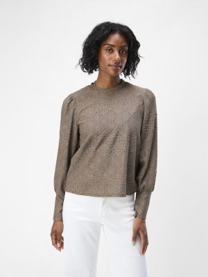 Object naisten paita, K-OBJFEODORA L/S TOP  Vaalea Beige