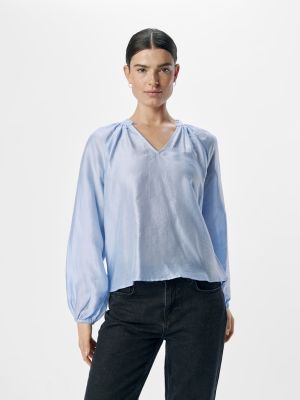Object naisten pusero, OBJHEIDI L/S LO V-NECK TOP  Cornflower Blue