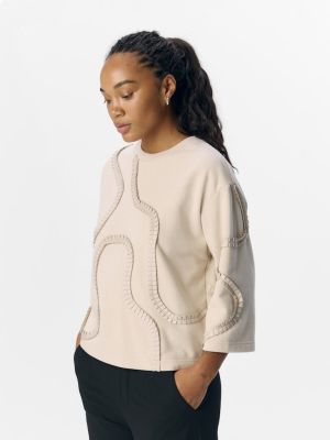 Object naisten pusero, OBJLIV RE 3/4 SWEATSHIRT CC2 SS Sandshell