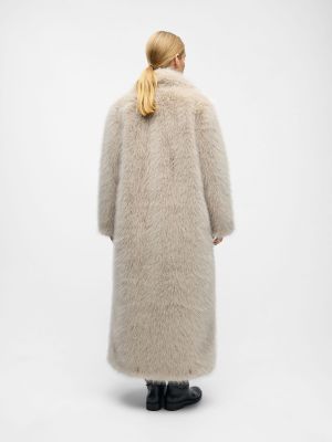 Object naisten takki, OBJISADORA L/S LO HAIRY LONG COAT 141 White Sand