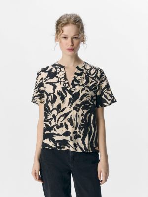 Object naisten toppi, OBJKARINA S/S RE V-NECK TOP Sandshell