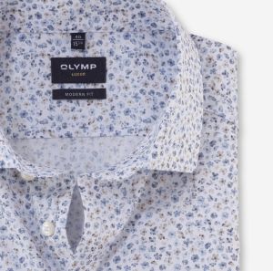 Olymp luxor kauluspaita, Modern fit Valkopohjainen Kuosi
