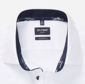 Olymp miesten kauluspaita, 042 LUXOR MODERN FIT CONTRAST WOVEN Valkoinen