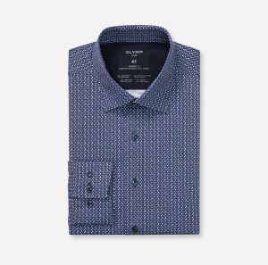 Olymp miesten kauluspaita, 042 LUXOR MODERN FIT JERSEY Sininen Kuosi