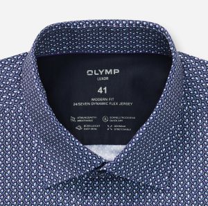 Olymp miesten kauluspaita, 042 LUXOR MODERN FIT JERSEY Sininen Kuosi
