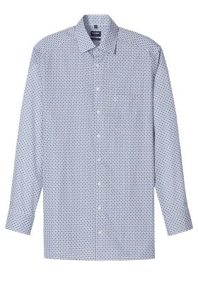 Olymp miesten kauluspaita, 042 LUXOR MODERN FIT MICRO PRINT Valkopohjainen Kuosi