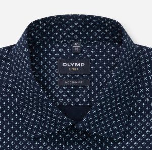Olymp miesten kauluspaita, 042 LUXOR MODERN FIT MICROPRINT Tummansininen
