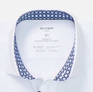 Olymp miesten kauluspaita, 095 24/7 - LUXOR MODERN FIT JERSEY Valkoinen