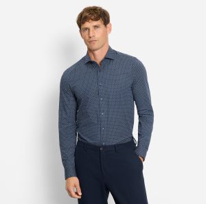 Olymp miesten kauluspaita, 097 24/7 - LEVEL 5 JERSEY BODY FIT Sininen Kuosi