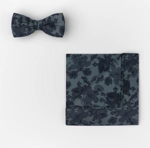 Olymp rusetti, POCKET SQUARE AND BOWTIE SET JAQCUARD Sininen Kuosi