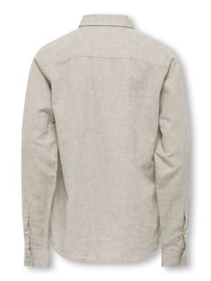 Only and Sons Junior kauluspaita, OSJCAIDEN LIFE LS SOLID LINEN SHIRT Beige