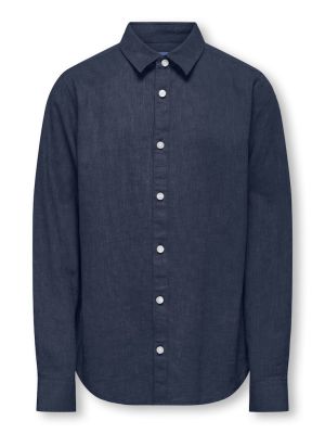 Only and Sons Junior kauluspaita, OSJCAIDEN LIFE LS SOLID LINEN SHIRT Tummansininen