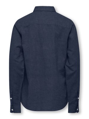 Only and Sons Junior kauluspaita, OSJCAIDEN LIFE LS SOLID LINEN SHIRT Tummansininen