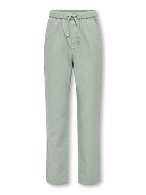 Only and Sons Junior lasten housut, OSJLINUS COTTON LINEN PANT Vihreä
