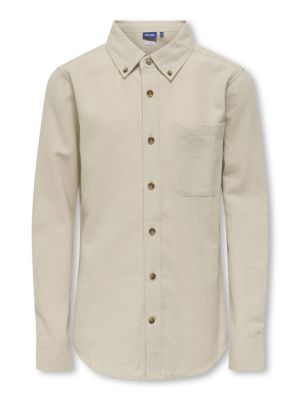 Only and Sons Junior lasten kauluspaita, OSJGUDMUND SLIM SHIRT WVN NOOS Beige