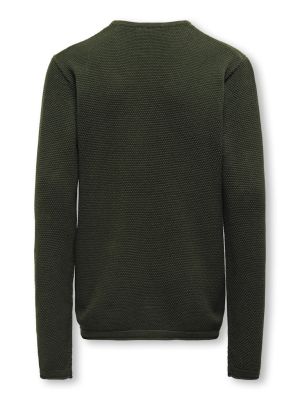 Only and Sons Junior lasten neule, OSJPANTER REG CREW KNIT NOOS Tummanruskea
