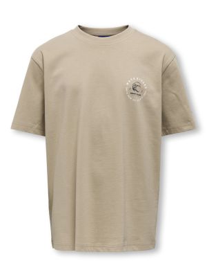 Only and Sons Junior t-paita, OSJBOB S/S RLX PRINTED TEE Vaalea Beige