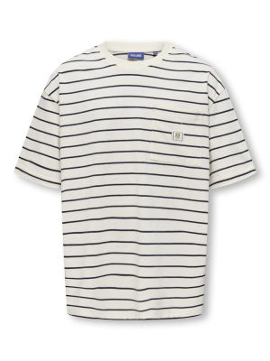 Only and Sons Junior t-paita, OSJKENGE S/S OVERSIZE TEE Raidallinen Valkoinen