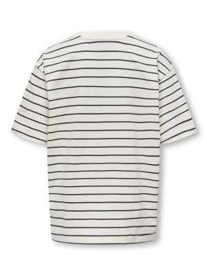 Only and Sons Junior t-paita, OSJKENGE S/S OVERSIZE TEE Raidallinen Valkoinen