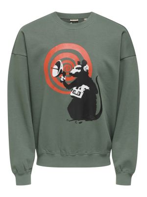 Only and Sons Miesten Collegepaita, Banksy Crew Neck Vihreä