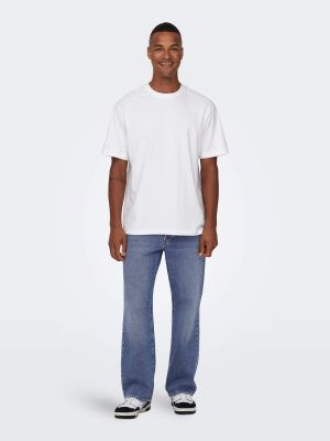 Only and Sons Miesten Farkut, FADE WIDE LOOSE JEANS MID BLUE Indigo
